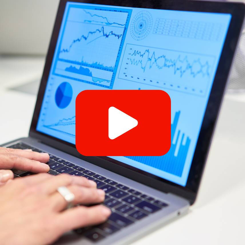 A laptop with a Youtube logo over it